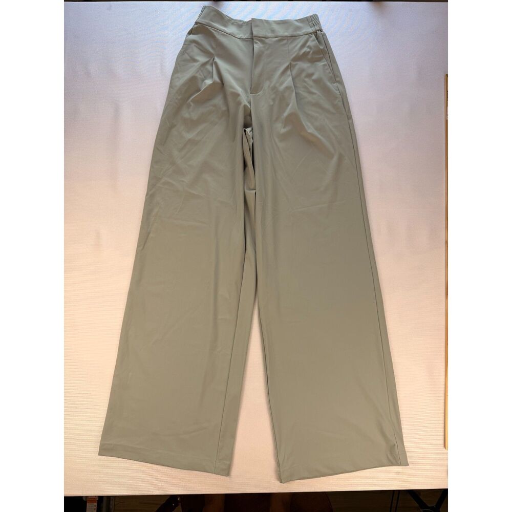 Athleta Straight Leg Wide Pants in Sage Green